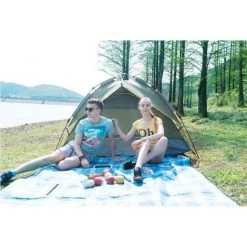 ILOVEMILAN 200 X200 Cm Couverture Tapis De Pique-Nique, Imperméable Pliable Couverture Composée De Trois Couches Et Avec Poignée, Viscose, Pour Camping Jardin (Bleu) -Plaid et couverture Soldes 31025221 5