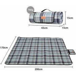 Sekey Couverture De Pique-nique Imperméable 200 X 170 Cm, Ayure Bleu Et Blanc -Plaid et couverture Soldes 31590909 3