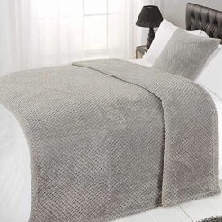 Dreamscene Luxe Gaufré Doux Vison Chaud Couvre-lit/plaid Sur Canapé Lit Plaid 125&nbsp;x 150, Polyester, Gris, 19 X 19 X 28 Cm