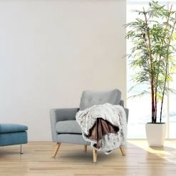 Relaxdays Plaid Fausse Fourrure, Couverture Moelleuse Pour Le Canapé, Couvre-lit XXL, Taille 150 X 200 Cm, Blanc/brun -Plaid et couverture Soldes 31803554 3