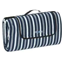 Relaxdays Tapis Piquenique, XXL, 200x200 Cm, Natte Polaire, Isolation Thermique, Imperméable, Poignée, Bleu/gris/blanc -Plaid et couverture Soldes 31823897 3