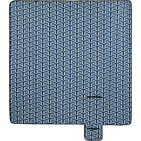 Relaxdays Couverture Pique-nique XXL, 200 X 200 Cm, Tapis De Plage, Isolation Thermique, Imperméable, Bleu Foncé/blanc 4 Relaxdays Couverture Pique-nique XXL, 200 X 200 Cm, Tapis De Plage, Isolation Thermique, Imperméable, Bleu Foncé/blanc – Image 2