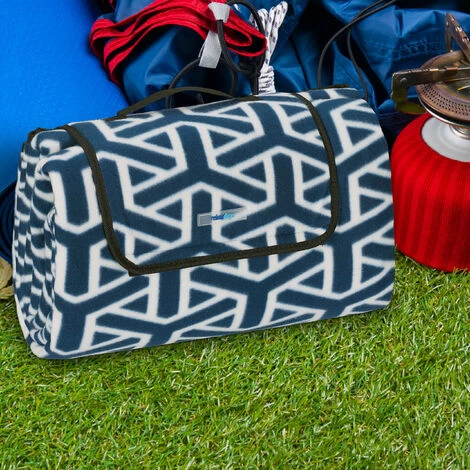 Relaxdays Couverture Pique-nique XXL, 200 X 200 Cm, Tapis De Plage, Isolation Thermique, Imperméable, Bleu Foncé/blanc 6 Relaxdays Couverture Pique-nique XXL, 200 X 200 Cm, Tapis De Plage, Isolation Thermique, Imperméable, Bleu Foncé/blanc – Image 4