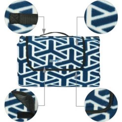 Relaxdays Couverture Pique-nique XXL, 200 X 200 Cm, Tapis De Plage, Isolation Thermique, Imperméable, Bleu Foncé/blanc 11 Relaxdays Couverture Pique-nique XXL, 200 X 200 Cm, Tapis De Plage, Isolation Thermique, Imperméable, Bleu Foncé/blanc -Plaid et couverture Soldes 31823937 5