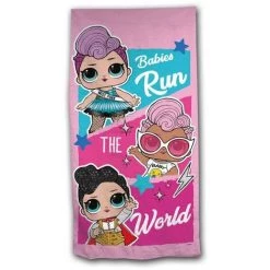 AYMAX Serviette De Plage - Poupées Lol Sur Fond Rose 70 Cm X 140 Cm - Multicolor