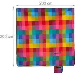 Relaxdays Couverture Pique-nique XXL, 200x200 Cm, Tapis De Plage Polaire, Imperméable, Avec Poignée, Carreaux Colorés 11 Relaxdays Couverture Pique-nique XXL, 200x200 Cm, Tapis De Plage Polaire, Imperméable, Avec Poignée, Carreaux Colorés -Plaid et couverture Soldes 32089264 5