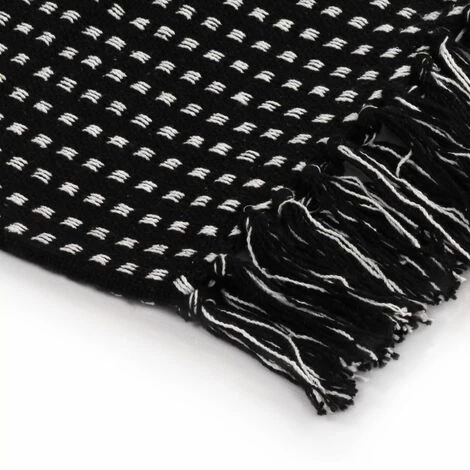 ASUPERMALL Couverture Coton A Carres 125 X 150 Cm Noir 4 ASUPERMALL Couverture Coton A Carres 125 X 150 Cm Noir – Image 2