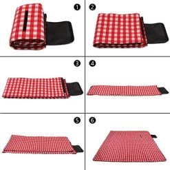 LangRay 2 * 2m Couvertures Tapis De Pique-Nique Imperméable Résistant à L'humidité Et Résistant à L'usure Portable Couverture De Camping Tapis Pour Plage Randonnée Voyage Jardin Nappe Avec Poignée -Plaid et couverture Soldes 32100751 5