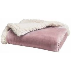 BABYCALIN Couverture Bi- Matiere Flanelle Et Sherpa - Rose - 75 X 100 Cm