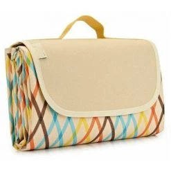 THSINDE 200 X 200 Cm Couverture Tapis De Pique-Nique Imperméable Couverture Pliable Pour Camping Tapis De Plage Composée Et Avec Poignée Portable,Plaid Kaki