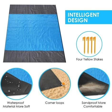 LangRay Couverture De Plage, 210 X 200 Cm Couverture De Pique-nique Sans Sable Couverture De Camping Serviette De Plage, Tapis De Caming Imperméable Et Anti-sable, Couverture De Camping à Séchage Rapide Pour Le Camping, La Randonnée 6 LangRay Couverture De Plage, 210 X 200 Cm Couverture De Pique-nique Sans Sable Couverture De Camping Serviette De Plage, Tapis De Caming Imperméable Et Anti-sable, Couverture De Camping à Séchage Rapide Pour Le Camping, La Randonnée – Image 4