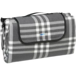 Relaxdays Couverture Pique-nique XXL, 200x200 Cm, Tapis De Plage Polaire, Isolant, Imperméable, Avec Poignée, Gris/blanc -Plaid et couverture Soldes 32804436 3