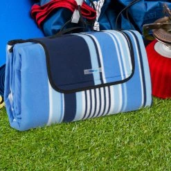 Relaxdays Couverture Pique-nique XXL, 200x200 Cm, Tapis De Plage Polaire, Rayé, Isolation Thermique, Imperméable, Coloré -Plaid et couverture Soldes 32804439 4
