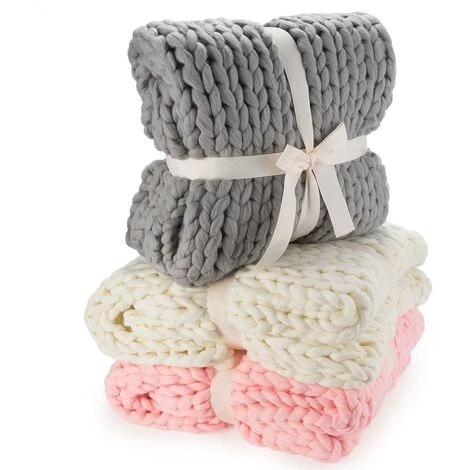 DEVENIRRICHE Couverture En Laine Grossièrement Tricotée - Couverture Tricotée XXL, Couverture Douillette En Jeté - 180 X 120 Cm - Gris 3 DEVENIRRICHE Couverture En Laine Grossièrement Tricotée - Couverture Tricotée XXL, Couverture Douillette En Jeté - 180 X 120 Cm - Gris