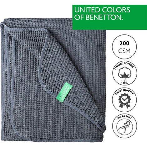 CASA BENETTON 100 % COTON 200 G/M2 COUVERTURE, 140x190 CM, GRIS FONCÉ CASA BENETTON - Gris Foncé 4 CASA BENETTON 100 % COTON 200 G/M2 COUVERTURE, 140x190 CM, GRIS FONCÉ CASA BENETTON - Gris Foncé – Image 2