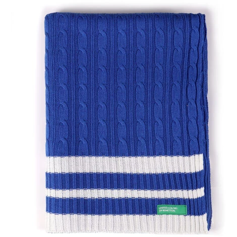 CASA BENETTON 100 % ACRYLIQUE 200 G/M2 COUVERTURE, 140x190 CM, BLEU - Bleu 3 CASA BENETTON 100 % ACRYLIQUE 200 G/M2 COUVERTURE, 140x190 CM, BLEU - Bleu