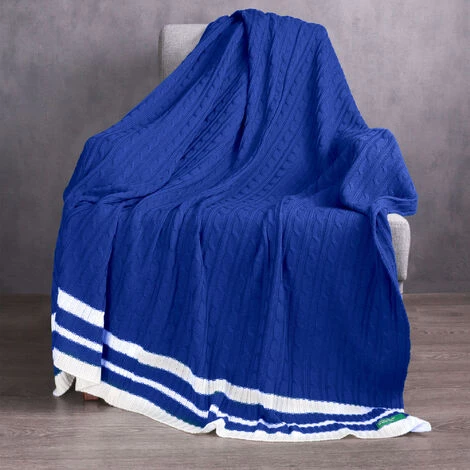 CASA BENETTON 100 % ACRYLIQUE 200 G/M2 COUVERTURE, 140x190 CM, BLEU - Bleu 6 CASA BENETTON 100 % ACRYLIQUE 200 G/M2 COUVERTURE, 140x190 CM, BLEU - Bleu – Image 4