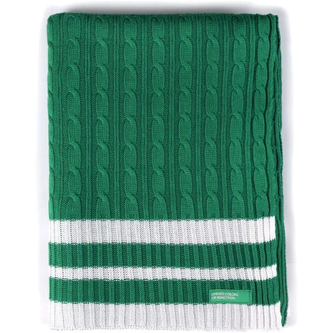 BENETTON COUVERTURE 140X190CM 200GSM 100% COTON TRICOTÉ VERT ARC-EN-CIEL 3 BENETTON COUVERTURE 140X190CM 200GSM 100% COTON TRICOTÉ VERT ARC-EN-CIEL