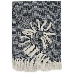 RIDEAUDISCOUNT Fouta, Jeté De Lit, Plaid 100% Coton 120 X 150 Cm Avec Franges Jacquard Micromotif Chevrons Bleu Foncé - Bleu 11 RIDEAUDISCOUNT Fouta, Jeté De Lit, Plaid 100% Coton 120 X 150 Cm Avec Franges Jacquard Micromotif Chevrons Bleu Foncé - Bleu -Plaid et couverture Soldes 33374343 5