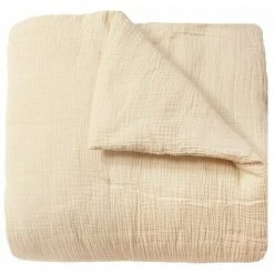 RIDEAUDISCOUNT Boutis, Jeté De Lit, Couvre-Lit 100% Coton 90 X 180 Cm Non Déhoussable Effet Gaze De Coton Matelassé Uni Ecru - Naturel -Plaid et couverture Soldes 33543256 2