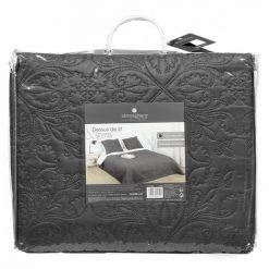 ATMOSPHERA, CRATEUR D'INTRIEUR Dessus De Lit & 2 Taies "Arabesque" 240x260cm Gris Foncé -Plaid et couverture Soldes 33650410 4
