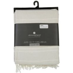 ATMOSPHERA, CRATEUR D'INTRIEUR Jeté De Lit "Algodon" 230x250cm Ivoire -Plaid et couverture Soldes 33650862 3