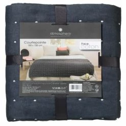 ATMOSPHERA, CRŽATEUR D'INTŽRIEUR Jetée De Lit "Instant Volé" 150x150cm Bleu Foncé -Plaid et couverture Soldes 33651289 4