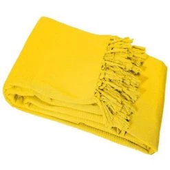 Paris Prix - Jeté De Canapé à Franges "lana" 180x220cm Jaune