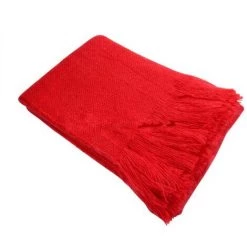 Paris Prix - Plaid à Franges "shelly" 120x150cm Rouge
