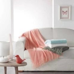 Paris Prix - Plaid à Franges "shelly" 120x150cm Rouge -Plaid et couverture Soldes 33654553 4