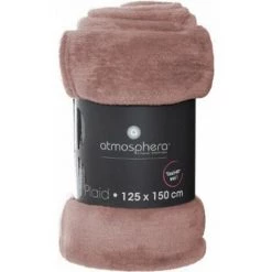 ATMOSPHERA, CRATEUR D'INTRIEUR Plaid Doux Uni "Flanel" 125x150cm Rose -Plaid et couverture Soldes 33655719 3