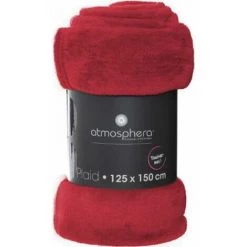 ATMOSPHERA, CRATEUR D'INTRIEUR Plaid Doux Uni "Flanel" 125x150cm Rouge 6 ATMOSPHERA, CRATEUR D'INTRIEUR Plaid Doux Uni "Flanel" 125x150cm Rouge -Plaid et couverture Soldes 33656355 2