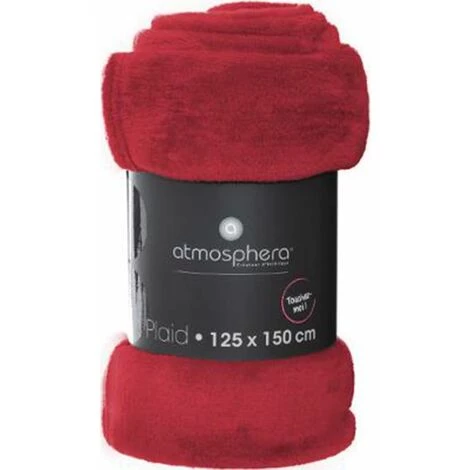 ATMOSPHERA, CRATEUR D'INTRIEUR Plaid Doux Uni "Flanel" 125x150cm Rouge 4 ATMOSPHERA, CRATEUR D'INTRIEUR Plaid Doux Uni "Flanel" 125x150cm Rouge – Image 2