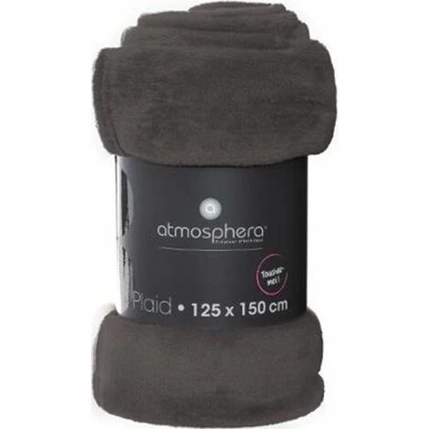 ATMOSPHERA, CRATEUR D'INTRIEUR Plaid Doux Uni "Flanel" 125x150cm Gris Foncé 5 ATMOSPHERA, CRATEUR D'INTRIEUR Plaid Doux Uni "Flanel" 125x150cm Gris Foncé – Image 3