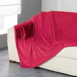 Paris Prix - Plaid Doux Cotelé "zeline" 125x150cm Rouge