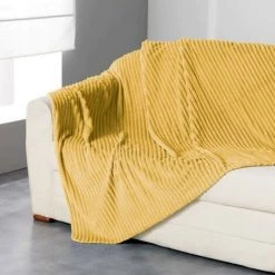 Paris Prix - Plaid Doux Cotelé "zeline" 125x150cm Jaune