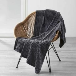 Paris Prix - Plaid En Flanelle "quincy" 180x220cm Anthracite