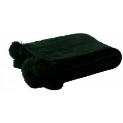 Paris Prix - Plaid à Pompons "blanket" 130x170cm Noir