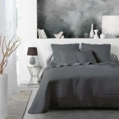 Paris Prix - Couvre-lit Matelassé "dorinette" 180x220cm Anthracite