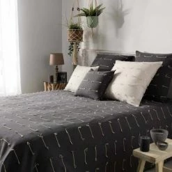 Paris Prix - Couvre-lit "fileo" 180x220cm Anthracite