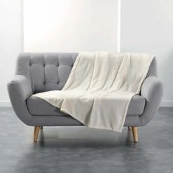 Paris Prix - Plaid Uni En Flanelle "flanou" 125x150cm Naturel