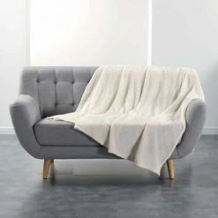 Paris Prix - Plaid Uni En Flanelle "flanou" 180x220cm Naturel