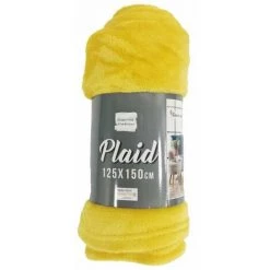 Paris Prix - Plaid Uni En Flanelle "flanou" 125x150cm Jaune -Plaid et couverture Soldes 33671495 3