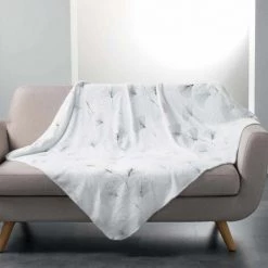 Paris Prix - Plaid Imprimé "bloomy" 125x150cm Blanc