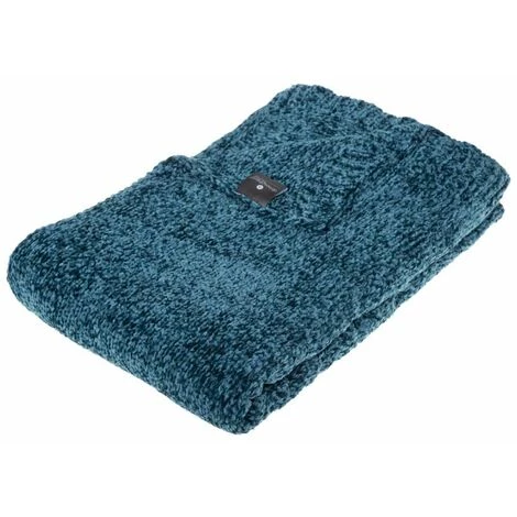 ATMOSPHERA, CRATEUR D'INTRIEUR Plaid "Chenil Flower" 130x180cm Bleu Canard 3 ATMOSPHERA, CRATEUR D'INTRIEUR Plaid "Chenil Flower" 130x180cm Bleu Canard