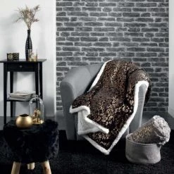 Paris Prix - Plaid Imitation Fourrure "safari" 125x150cm Naturel