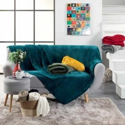 Paris Prix - Plaid Uni En Flanelle "flanou" 125x150cm Kaki -Plaid et couverture Soldes 33672109 4