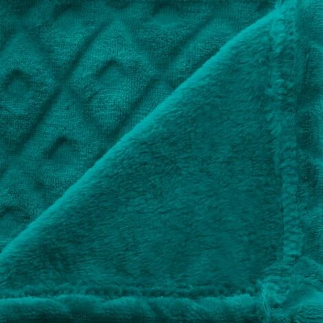 ATMOSPHERA, CRATEUR D'INTRIEUR Plaid Imprimé "Losange 3D" 125x150cm Bleu Canard 4 ATMOSPHERA, CRATEUR D'INTRIEUR Plaid Imprimé "Losange 3D" 125x150cm Bleu Canard – Image 2