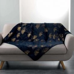 Paris Prix - Plaid Imprimé "bloomy" 125x150cm Bleu