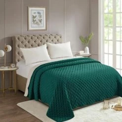 ATMOSPHERA, CRATEUR D'INTRIEUR Dessus De Lit "Lave" 240x260cm Bleu Canard -Plaid et couverture Soldes 33673393 3